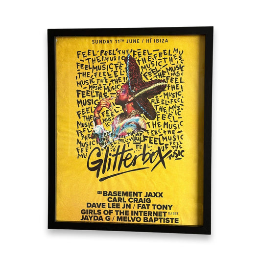 Glitterbox ~ Genuine Hi Ibiza Framed Dj Artwork | A3 Luxury Black Frame