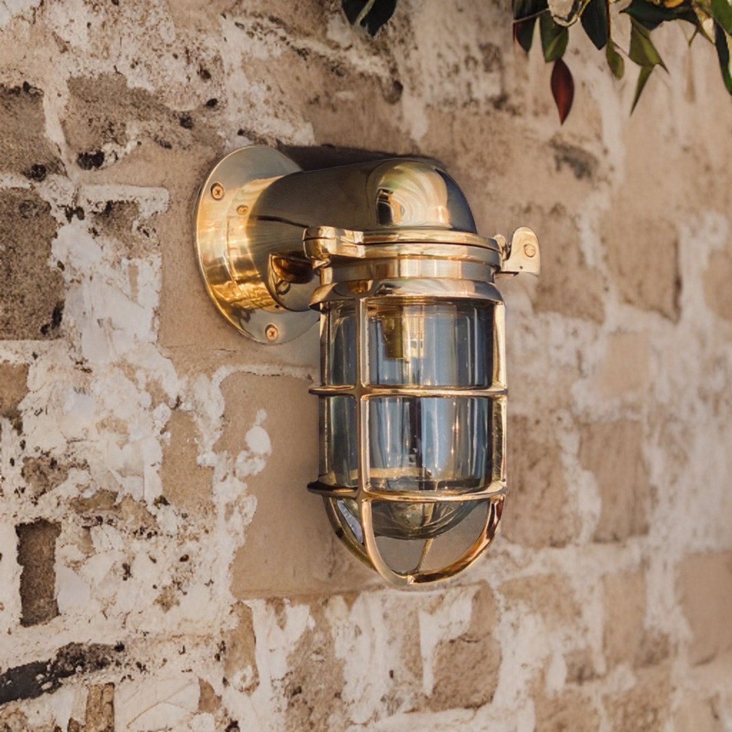 Happisburgh ~ Solid Brass Sconce Swan Neck Industrial Cargo Ship Marine Outdoor Light Bulkhead Hand Crafted Wall Light Nautical Passage Way